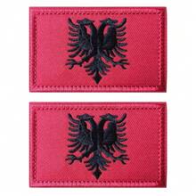2 PCS  Albania Flag Patches Embroidered Tactical Military Morale Patch Applique Fastener Hook And Loop{Inchcolor_nameinch:InchAlbaniainch} - Albania - View 1