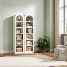 Tribesigns 74.8" Tall Arched Bookshelf, 6-Tier Narrow Open Bookcase, Floor Standing Corner Display Shelves Storage Organizer For Small Space, Home Office, Living Room - 白色 - 查看 8