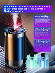 1 pieza Difusor de coche multifuncional negro, difusor de aromas alimentado por USB con 5 efectos de iluminación, luz de proyección estrellada, 5 modos de funcionamiento, pantalla digital, recargable, 6 opciones de aceites esenciales, adecuado para coche, oficina, dormitorio, hotel, habitación de mascotas. (Opcional: 1/2/3 botellas de aceite esencial + 1 difusor) - Negro - Ver 25