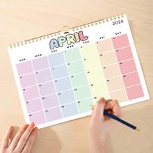 2026年彩虹色软纸挂历 - 彩色月份标签，螺旋装订带挂环，厚实防撕裂纸 - 粉色/黄色/紫色/绿色/蓝色/金色/米色 - 适用于家庭/办公室/日程规划，精美礼品 - 彩色 - 查看 6