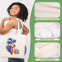 Canvas Tote Bag Labyrinth Worm For Women Reusable Cloth Cotton Bags For Shopping Beach Grocery - Trắng - Xem 3
