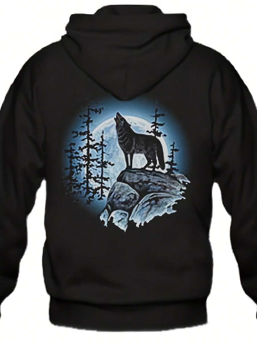 Adult Hoodie  Lone Wolf Printed On The Back - Phong cách 6 - Xem 1