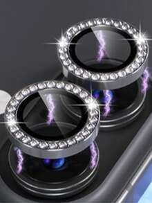 1 Set Flash Diamond Rhinestone Camera Lens Protector Film Set For Phone 12/12 Mini/12 Pro/12 Pro Max,Phone 13/13 Mini/13 Pro/13 Pro Max,Phone 11/11 Pro/11 Pro Max,Phone 14/14 Puls/14 Pro/14 Pro Max,Phone 15/15 Puls/15 Pro/15 Pro Max, Inlaid Imitation Diamond Decorated Camera Cover Tempered Glass Protecting Cover, Colorful Imitation Diamond