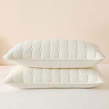 2件装防水防污防油绗缝无拉链枕套，不起球，信封式枕套，无拉链，柔软透气，防水，无异味，无噪音 - 白色 - 查看 16