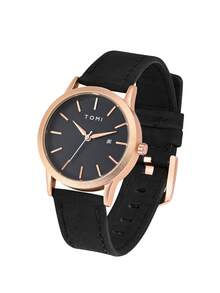 TOMI 1 Stück in Box verpackte unisex Uhr mit kleinem Ziffernblatt, einfachen Strichmarkierungen und Datum, Zinklegierung Lederarmband, geeignet für den Alltag, Weihnachten, Jahresende