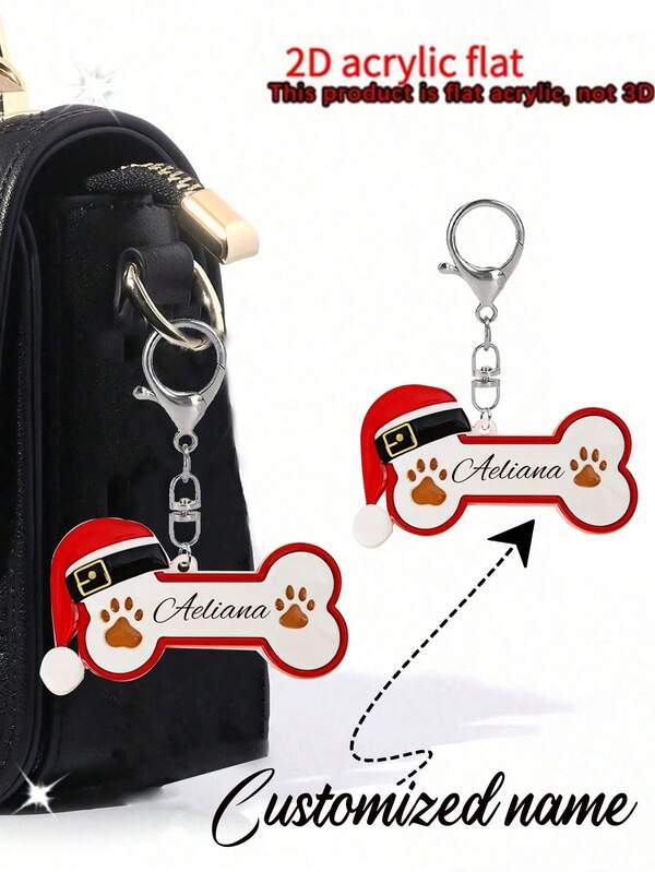 Customized Name, Christmas Dog Bone Acrylic Pendantpersonalized Christmas Resin Bone Dog Ornament - Pet Name Tag & Paw Print, Diy Blank Pet Ornament,Diy Name Plate Pendant For Tree Decoration, Durable Plastic-Like Resin Gift For Pet Lovers, Holiday Party Favor,Dog Gift