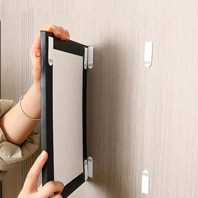 12pcs No-Drill Picture Hanging Strips,Double Sided Adhesive Tape Damage-Free Frame&Picture Hanger No-Drill Required Adapt To Various Types Of Walls! Strips For Decor Glue Stickers Hook Suitable For Fixing At Home, Such As Hanging Paintings And Posters Picture Frame, Decorative Painting