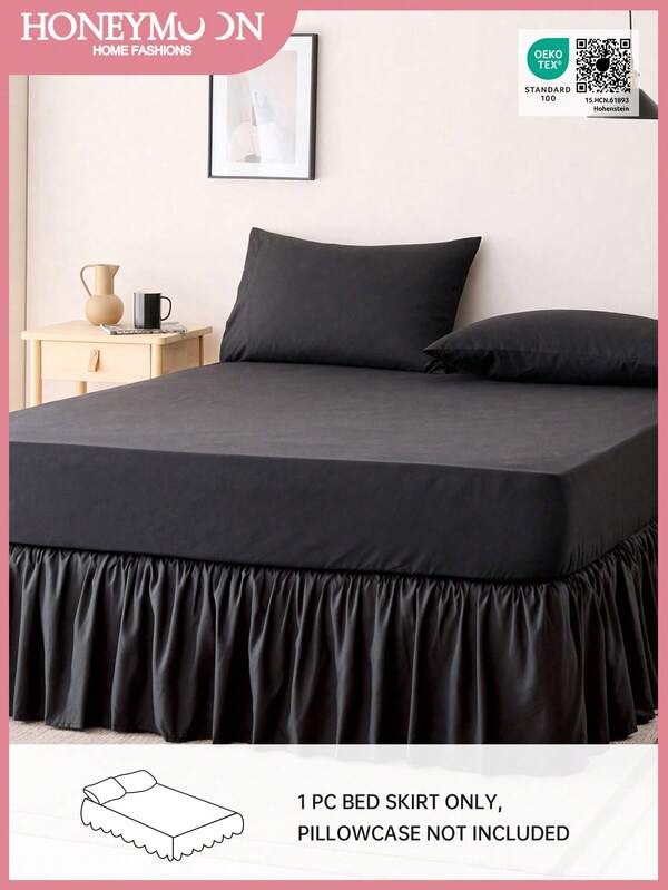 1 pieza Faldon de cama con volantes, Caida de 15 pulgadas, Ajuste fácil, Colcha supersuave antideslizante para plataforma, Estilo romántico