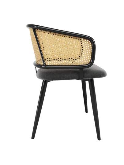 Dining Chairs, Chairs Rattan Backrest, Fluwelen Cushion Seat, Com Tafel Breathable, Moderne Restaurants, Living Rooms Cafes view 3