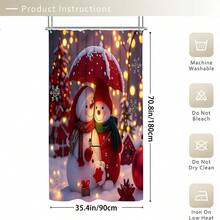 1 pièce/4 pièces Ensemble de décorations de Noël bonhomme de neige comprenant un rideau de douche imperméable avec 12 crochets, une housse de siège de toilette, un tapis de bain antidérapant et un tapis de sol en polyester lavable. Convient pour la décoration de la salle de bain, de la chambre, de la maison et du salon.