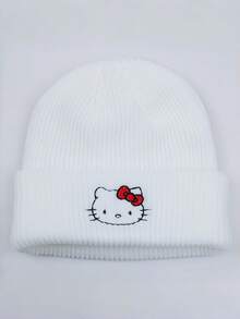 Sanrio 1 件 Hello Kitty 可爱时尚针织帽，厚实保暖针织帽，护耳简约毛绒帽，适合冬季户外使用 - 彩色 - 查看 11