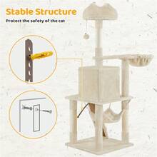 Butterslay 1pc Modern Multilevel Cat Tree Cat Condo With Perch And Scratching Post For Indoor - Màu be - Xem 3