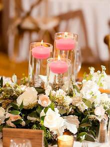 20/10支装椭圆形漂浮蜡烛，水漂浮蜡烛，无烟无滴蜡燃烧，适用于婚礼、圣诞节、生日派对、圆柱形花瓶和家居装饰，营造浪漫的烛光晚餐氛围