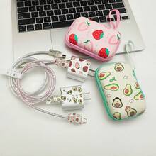 1 Set Protector de cable de carga rápida de 20W + Estuche protector de auriculares y cables de EVA, a prueba de caídas y golpes, compatible con iPhone - Multicolor - Ver 3