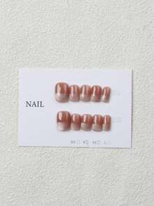 10 pièces/set de stickers d'ongles marron haut de gamme faits main, ongles courts et de nouveau style, mode et ludiques, convenant pour les fêtes, les danses et le port quotidien, réutilisables, 4 tailles au choix, convenant pour les filles/femmes, les représentations sur scène, les festivals, les fêtes, les mariages, le port quotidien, cadeaux préférés