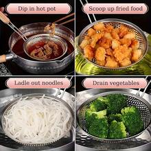 3个不锈钢木柄滤网 - 适用于煎炸、沥水和盛放意面和面条。是食品准备和过滤的理想之选，也是食品烹饪的必备品。现代厨房用具。经久耐用的厨房工具，可用于沥干面条，设计时尚，功能齐全，结构坚固，高品质厨房用具，沥水工具，适合家庭厨师和专业厨师使用。 - 銀色 - 查看 10