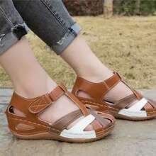 Sandalias De Moda Sandalias Plataforma Para Dama - Marrón - Ver 2