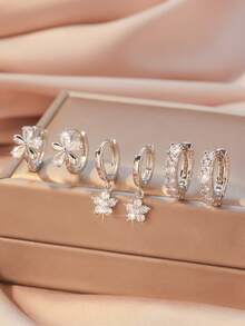 3 Paia di Set di Orecchini Minimalisti con Zirconia Cubica, Orecchini a Cerchio con Elementi Misti, Adatti per Lavoro, Casual, Festa, Moda, Regalo di Gioielli Ideale per San Valentino, Compleanno, Festa della Mamma, Anniversario - Argento - Visualizzare 16