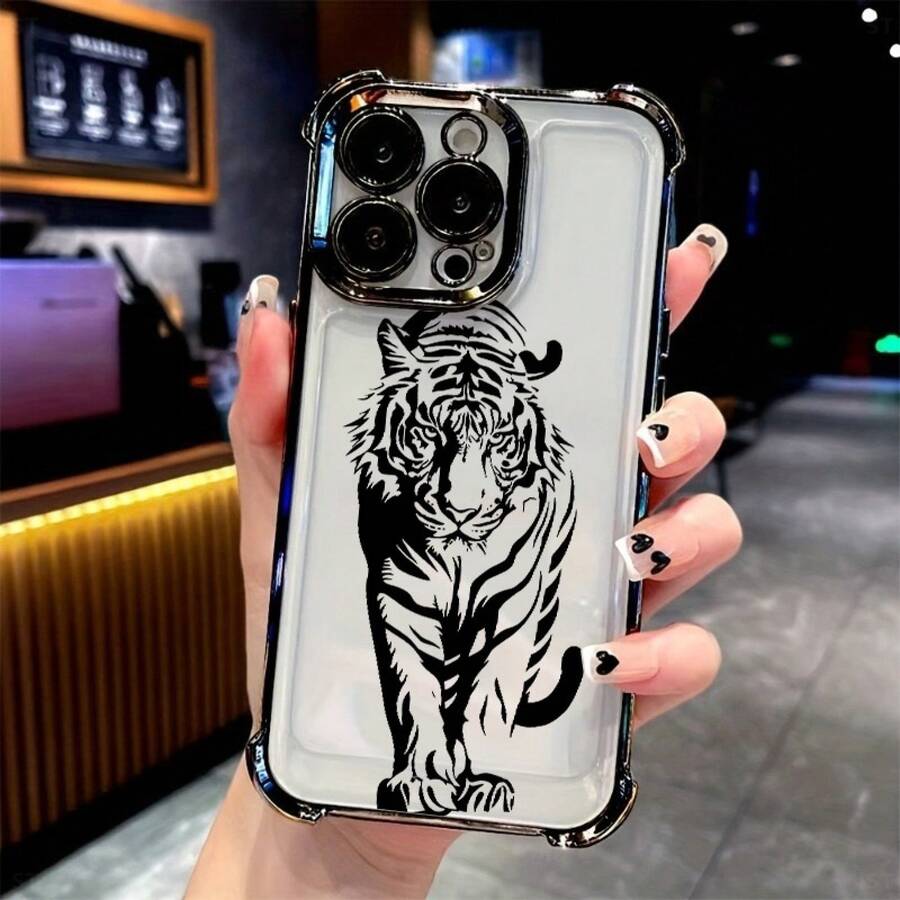 Funda de Teléfono Sketch Tiger TPU Electroplated con Borde Suave de Cuatro Esquinas Antigolpes Compatible con VIVO Y50/Y5s/Y73s/Y77e/Y77t, Funda Protectora Antigolpes, Funda Protectora a Prueba de Choques, Impresión de Anime, Funda Protectora de Moda, Marco Duradero, Material TPU, Accesorios Móviles, Usuarios Casuales, Usuarios de Smartphones - Mezcla de colores - Ver 1