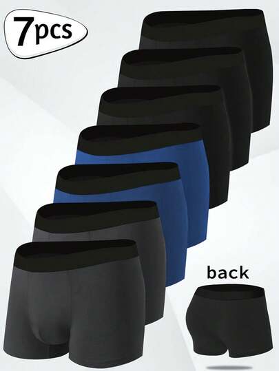 7 Piece Set Men's Boxer Underwear Shorts Men's Underwear Sleepwear Solid Color Men's Boxer Shorts Men's Underwear