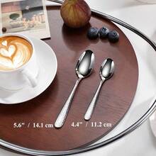 KEAWELL - Cucharas expreso de demitasse martilladas de alta calidad: juego de 6 piezas tamaño pequeño acero inoxidable 18/10 pulido con espejo brillante apto para lavaplatos 6 4.4 pulgadas - Plateado - Ver 4