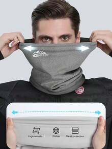 1pc Solid-Colored Face Mask, Available In Black And Gray, Provides Warmth, Windproofing, And Dustproofing. It Is Unisex And Suitable For Winter Sports, Cycling, And Training - Multicolor - View 10