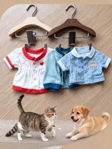 1pc/2pcs Mini Wooden Clothes Hanger With Stainless Steel Clips - Kids Clothes Hanger Clips, Wardrobe Organizer, Versatile Use For Baby Clothes, Towels, Hats, Pet Clothes, Gloves And Other Small Items, Pet Clothes Hanger - Random Color - View 6