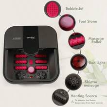 Foot Soak TubBeinilai Baño De Pies Plegable Con Calor Burbujas Rodillos De Masaje Baño De Pies Con Aceite De Árbol De Té Y Sal De Epsom Lima De Pies Para Pedicura Luz Roja Piedra Pómez Extraíble Spa Para PiFoot Soak Tub - Kit de Spa para pies 3 en 1 - Ver 3