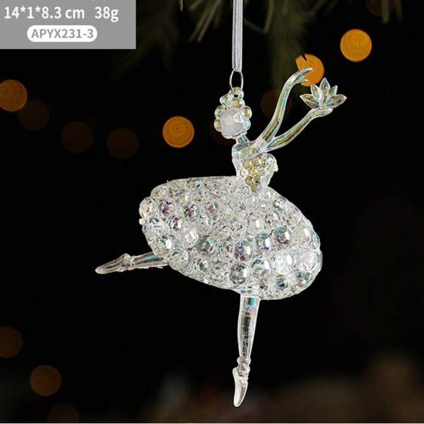 3 stücke Weihnachten baum anhänger acryl transparent kreative glocke Weihnachten dekoration ornamente