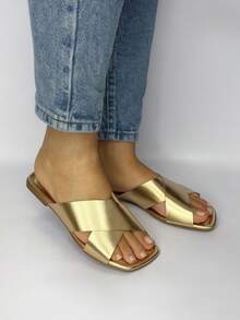 Women's Flat Sandal With Crossed Strap X Modern - Gold - View 3