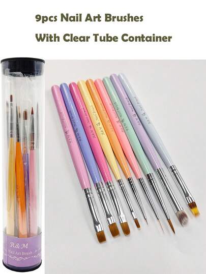 Conjunto de 9 Pincéis para Unhas Artísticas – Pincéis Multifuncionais para Unhas Artísticas, Pincel para Pintura de Unhas, Pincel para Gel, Pincel para Extensão de Unhas, Pincel Delineador para Unhas Artísticas DIY, Pincel para Gel Construtor, Pincéis de Contorno Fino para Unhas, Acessórios para Unhas