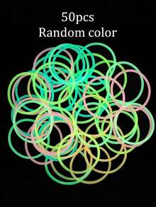 Random Color 100/50Pcs, Glow-In-The-Dark Rainbow Silicone Jelly Bracelets Stretchable 80s Bracelets Prefect For Concert, Club, Party, Raves, Carnival, Birthday, Party Accessories,Glow In The Dark Party Supplies, For Glow Party Supplies Return Gifts, Birthday, Goody Bag Fillers, Easter Festival Party Gifts,Surprise Gifts - Multicolor - View 7
