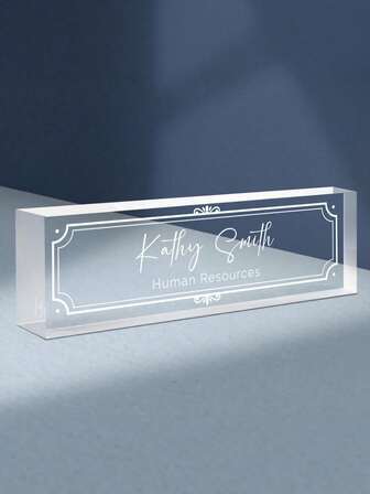 1pc Personalized Acrylic Office Desk Nameplate - Custom Engraved Office Desk Plaque For Desk Decor, HR Signage, Unplugged Frame, Ideal Graduation Gift For Professionals