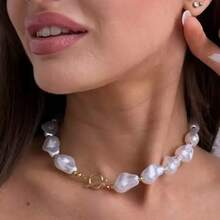 Special-Shaped Pearl Necklace Women's Personality Light Luxury High-End Sense Collarbone Chain Neck Chain Sweater Chain - 款式1 - 查看 5