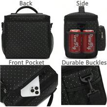 Insulated Reusable Lunch Bag Adult Large Lunch Box For Women And Men With Adjustable Shoulder StrapFront Zipper Pocket And Dual Large Mesh Side Pockets Leopard - 點 - 查看 6