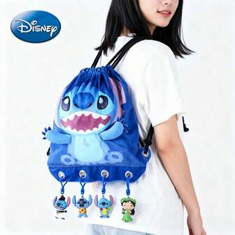 Disney 1PC Officially Licensed Stitch Collectible Pouch Pal Drawstring Backpack Festive Holiday Gift For Teens Adults Charming Storage Solution With Velvety Touch