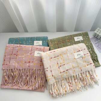 1pc Women's Soft And Shiny Colored Dotted Scarf Imitating Cashmere, Everyday Wear, Versatile Accessory For Autumn/Winter