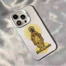 Amen Santa Muerte Holy Death Skeleton IMD Laser Phone Cases for  16 15 14 13 12 11 X XS XR 7 8 Pro Plus Max high quality durable PET PC pink color shockproof full protection El Día de Muertos Mexico Phone Cases - Plateado - Ver 3
