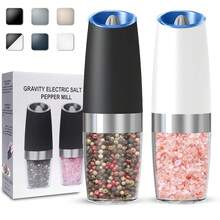 UNNEES Salt And Pepper Set Of 1, Automatic Salt And Pepper Set, Adjustable Roughness, 1 Pack, (Black) QRY1 - Pin/Bộ/Đen trắng - Xem 9