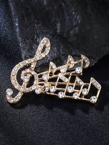 Broche elegante y de moda con nota musical, flor de solapa de alta gama, accesorio de ropa versátil y elegante, regalo de Navidad de lujo