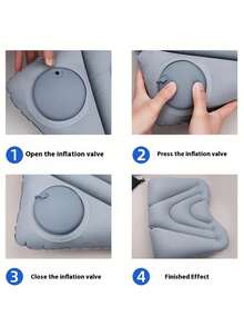 Hand Press Inflatable Lumbar Pillow Portable Inflatable Lumbar Cushion Lumbar Support Cushion For Men And Women Lightweight Back Support Cushion Air Cushion Travel Cushion For Trains Planes Office Chairs Car Long Hours Sitting Camping Travel Essential Accessories - Grey - View 9