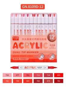 GuangNa 12/72/240colour Dual-Tip Acrylic Markers For Rock Painting, Ceramics, Wood, Plastic, Calligraphy, Card Making - Multicolor - View 14