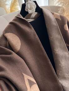 1 chiếc khăn choàng cổ giả cashmere họa tiết cỏ bốn lá tối giản, ấm áp dành cho nữ, thích hợp cho phòng điều hòa, phụ kiện giữ ấm cổ thời trang đa năng cho mùa thu/đông, món quà lý tưởng cho trang phục, đi biển, kỳ nghỉ. - Cà phê nâu - Xem 4