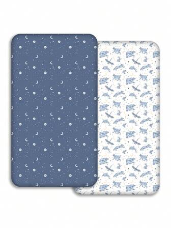 GLLQUEN BABY 婴儿床床单 2 件装，适用于男孩女孩，婴儿床和幼儿床垫的床笠，超柔软超细纤维婴儿床单 47x24x6 英寸，经 Oeko-Tex 认证