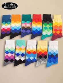 5 Paar Herren Knöchelsocken, bunte Argyle Muster Socken, bequeme weiche Lässig Socken, minimalistische personalisierte Sport Socken