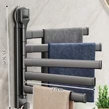 Suction Cup Rotating Towel Rack, No Drilling Required, Wall-Mounted Bathroom Towel Bar, High-Quality Storage Solution - Black - View 4