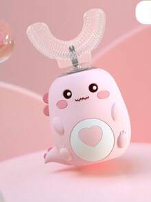 1pc Kids U-Shaped Electric Toothbrush With 1 Brush Head (Battery Capacity: 150mAh), 5 Modes, Automatic 360° Cleaning, Gentle Vibration, Cartoon Dinosaur Pattern, IPX7 Waterproof Design, Making Bath Time Fun And Protecting Gums, Ideal Christmas Gift - Multicolor - View 4