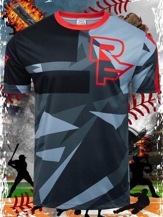 TELEYI Men's Summer Casual Fashion T-Shirt With Vibrant Motorcycle Print, Short Sleeves, Crew Neck - Polyester, Non-Transparent, Knit Fabric, Summer Casual Wear|Dynamic Design Shirt|Smooth Texture Tee