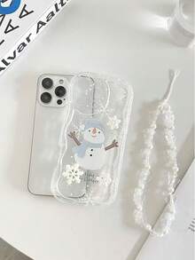DIY奶油纹理波浪边亮油雪花雪人彩绘3D装饰防震手机壳，配手工串珠手链，兼容 17 Pro/17 Air/17/17 Pro Max/16/11/16 Pro/16 Plus/16 Pro Max/16 e/15 Pro Max/13/14/12/XS/XR/7G/8P，Galaxy A17/S25/S25 Plus/S25 Ultra/A16/A36/A26/A56/A50/A12/A32/A52/A72/A51 - 彩色 - 查看 7