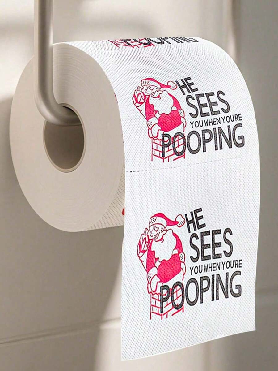 1 rollo de papel impreso con tema navideño, papel higiénico navideño con estampado de Papá Noel, toallas de papel desechables con motivos navideños, decoraciones navideñas, decoración para el hogar en Navidad 2025, suministros de decoración para fiesta de Navidad, regalos navideños, artículos para fiesta de Navidad, decoración de Año Nuevo 2026